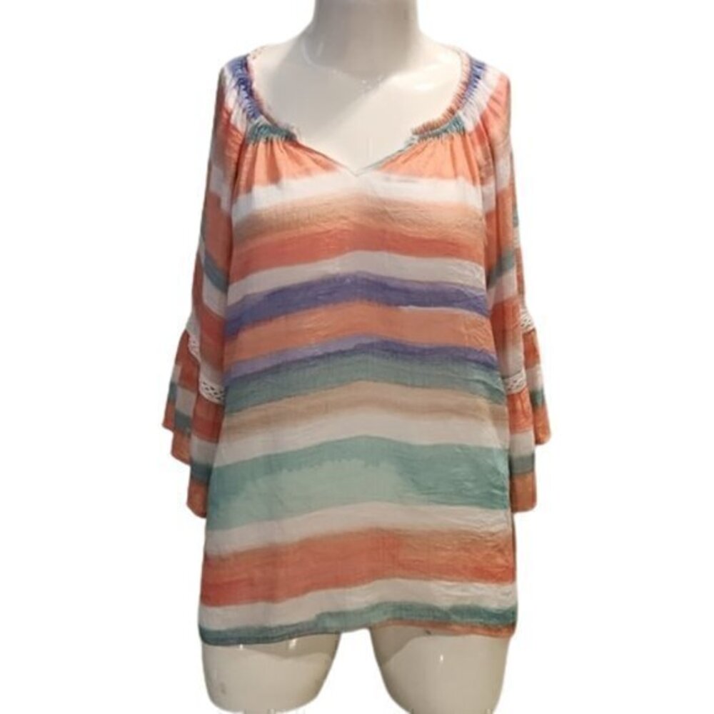 [Zac & Rachel] Striped Flowy Blouse - Size 1X